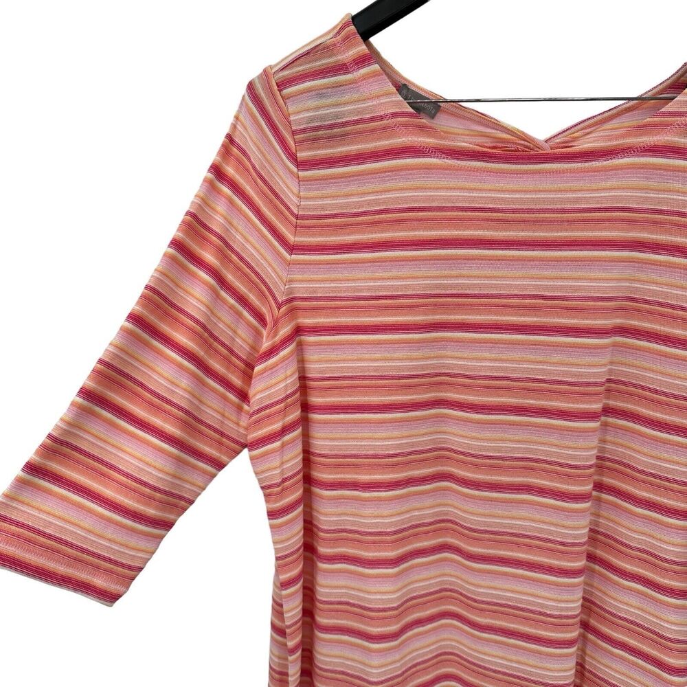 Talbots Top Size 2Xp 2X Petite Women's Pink Colorful 3/4 Sleeve Boat Neck Cotton - Picture 6 of 11